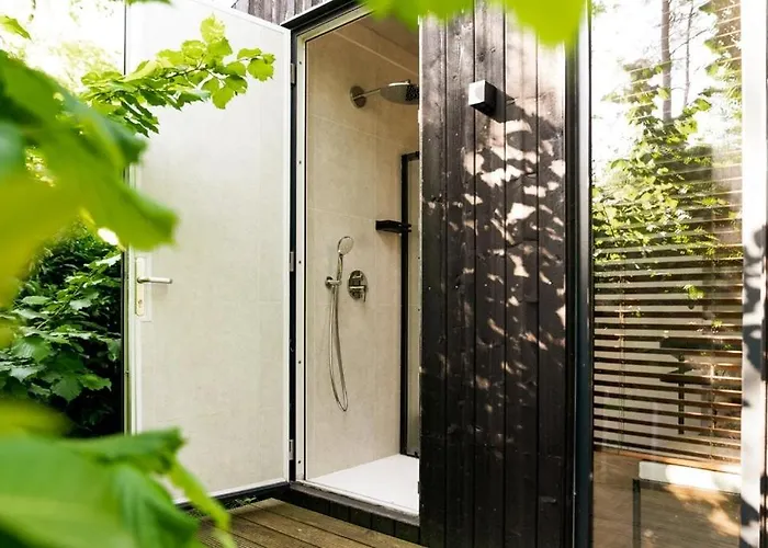 펜션 Luxe Hottub Japandi Tiny House In Het Bos *